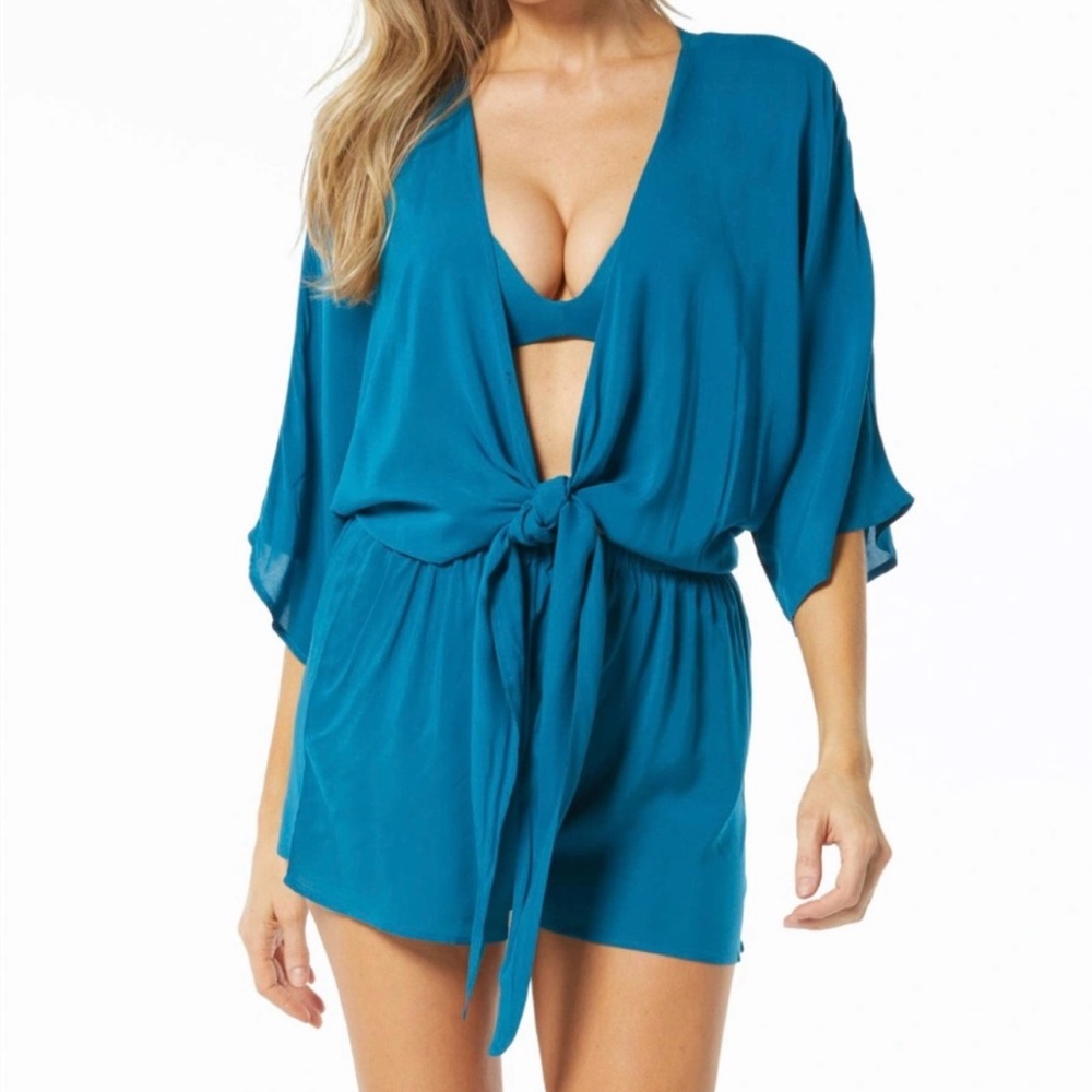 Vince Camuto Swim womens Convertible Tie Cover Up, Romper, size XS, Blue, NEW